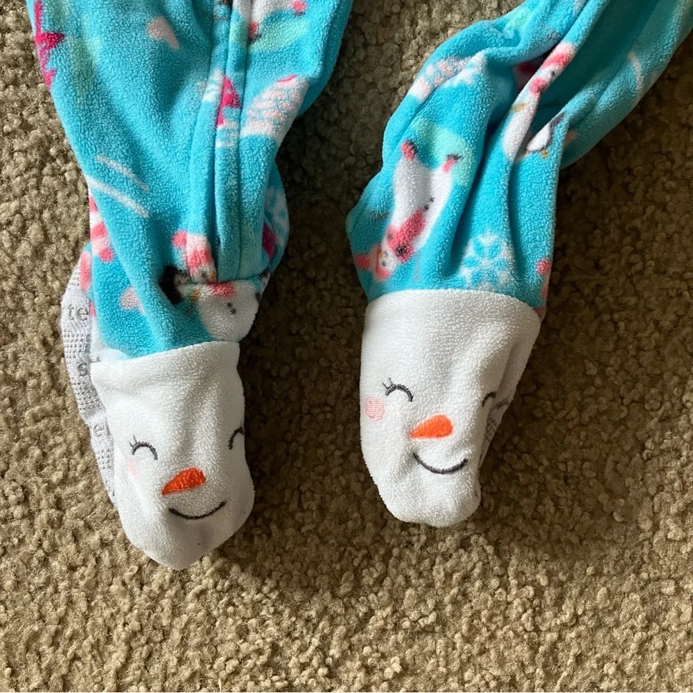 Carter's Blue and White Footies with Enclosed Feet 12M